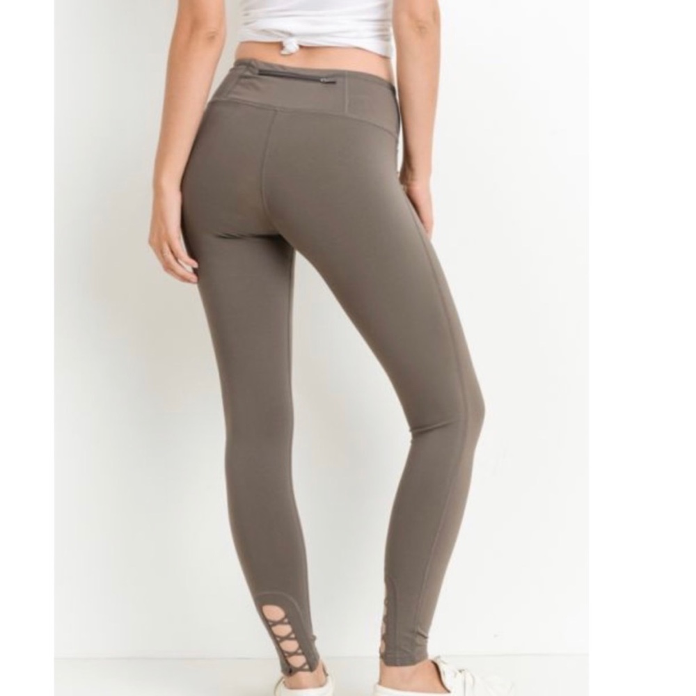 MOCHA- Active workout zip Leggings